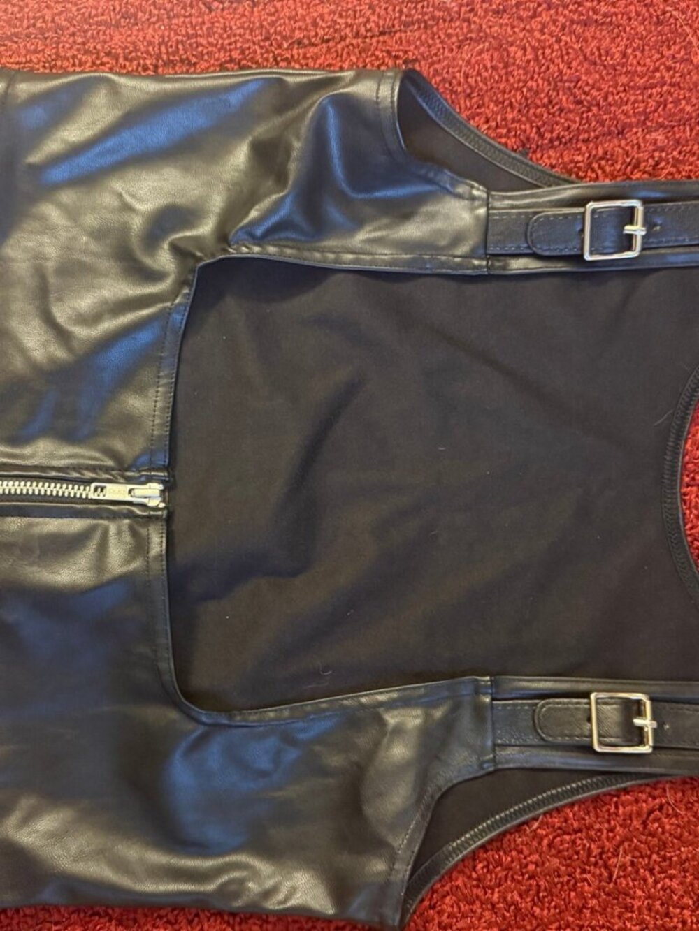 BlackMilk Route 666 Shoulder Buckle Underbust Corset Vest Vegan Leather M